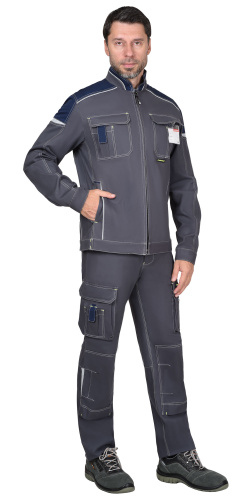 Куртка ДЖЕТ СТРЕЙЧ 35 хб/65 пэ, пл.260, темно-серый/синий