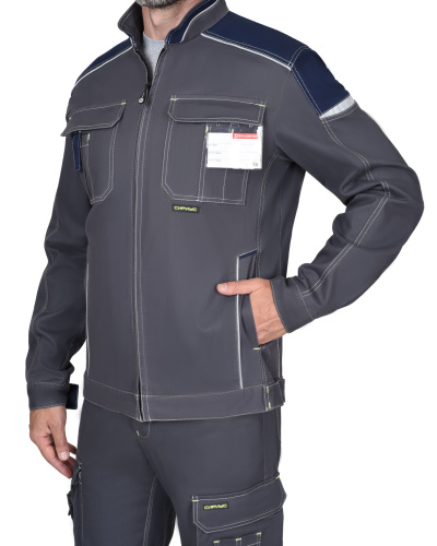 Куртка ДЖЕТ СТРЕЙЧ 35 хб/65 пэ, пл.260, темно-серый/синий