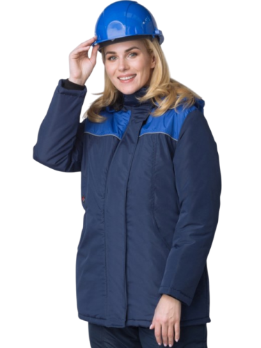 Куртка утепленная женская САКРИН СНЕЖАНА на замке ткань ТАСЛАН 100пэ, пл.135, т.син/вас.