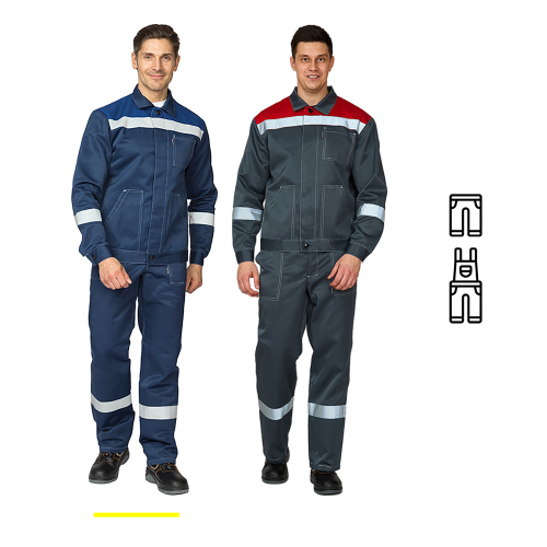 Костюм с брюками ПАНТЕОН-1 35хб/65пэ, пл.210, темно-серый/красный