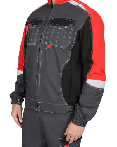 Костюм с п/к МЕГА 35хб/65пэ, пл.245, темно-серый/черный/красный