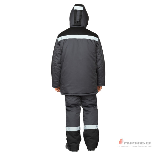 Костюм утепленный с п/к ПРОФЕССИОНАЛ 2 УЛЬТРА 35хб/65пэ, пл.200, темно-серый/черный, р.52-54/170-176