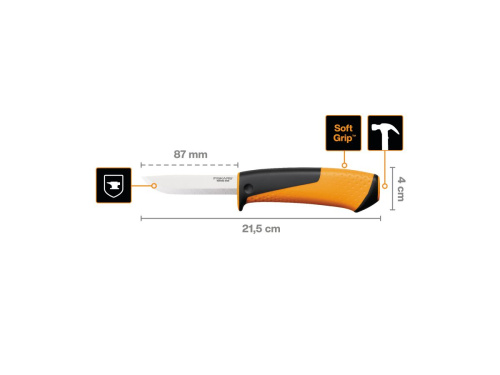 Нож FISKARS универсальный с точилкой и чехлом