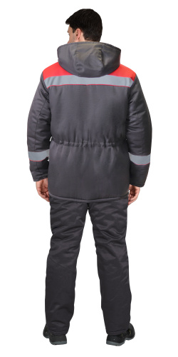 Куртка утепленная СИРИУС-БРИГАДИР на замке ткань ГЕРДА (КИТАЙ) 20хб/80пэ, пл. 210  т.сер/красн.