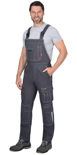 Полукомбинезон ДЖЕТ СТРЕЙЧ 35 хб/65 пэ, пл.260, темно-серый/синий