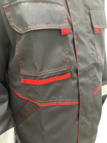 Костюм с п/к ГАРАНТ 51хб/49пэ, пл.210 темно-серый/красный