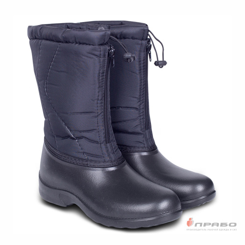 Сапоги утепленные ЭВА женские 28 см на молнии, черные, р.36-42