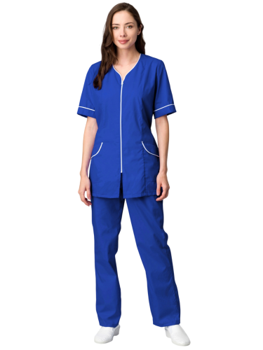 Костюм (блуза, брюки) женский ВЕРА 35хб/65пэ, пл.120, васильковый