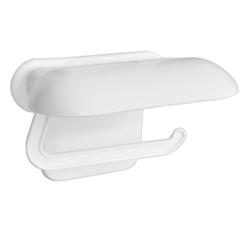 Держатель туалетной бумаги, с козырьком, пластик, белый БЗПИ