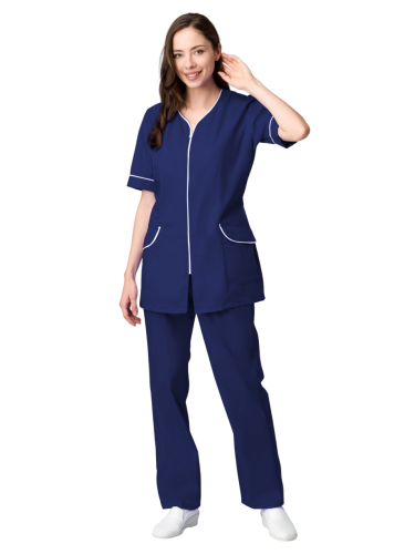 Костюм (блуза, брюки) женский ВЕРА 35хб/65пэ, пл.120, т.синий