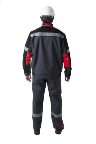 Костюм с п/к БРИЗ 75хб/25пэ, пл.255, серый/черный/красный