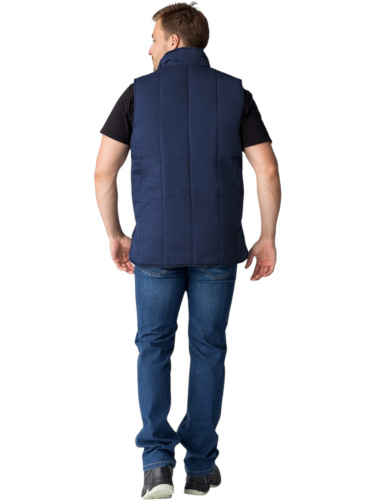 Жилет утепленный УНИВЕРСАЛЬНЫЙ на замке, 35хб/65пэ, пл.210, т.синий
