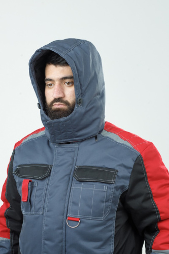 Костюм утеплённый с п/к ИНТЕГРАТОР ПЛЮС 35хб/65пэ, пл.240, сер/черн/красн., р.56-58/182-188