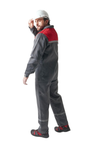 Костюм с п/к СПЕЦ-ФАВОРИТ 48хб/52пэ, пл.230, серый/красный, р. 44-46/170-176, 48-50/170-176, 48-50/182-188, 52-54/170-176, 52-54/182-188, 56-58/170-176, 56-58/182-188, 60-62/182-188