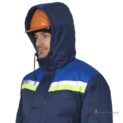 Костюм утепленный с п/к СТРОЙКА 20хб/80пэ пл.190 темно-синий/василёк/лимонный