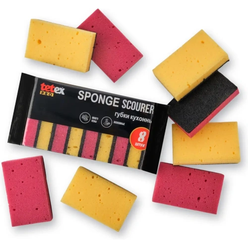 Губки бытовые БОЛЬШИЕ TETEX PRO 115х70х25 мм., 8 штук