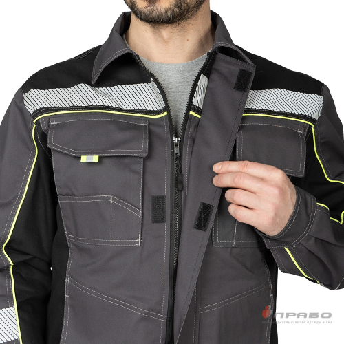 Костюм с брюками БРЕНД-1 КОРПОРАТИВ 35 хб/65 пэ, пл.240, темно-серый/черный