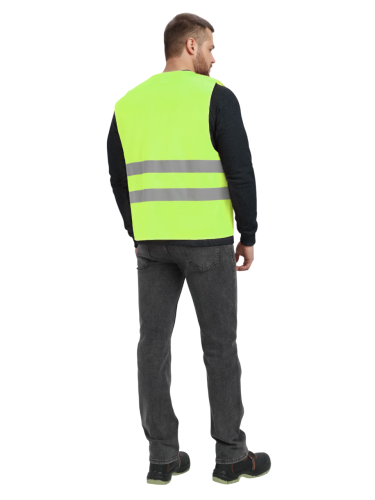 Жилет сигнальный PROFLINEBASE 100 пэ, пл.100, на пуговицах, с карманами, лимонный