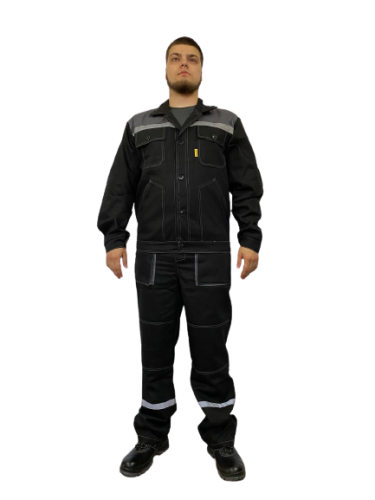 Костюм с брюками ТЕХНИК 76хб/24пэ, пл.250, т.чёрн/сер.