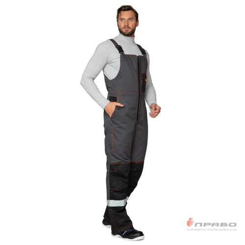 Костюм утепленный с п/к БРЕНД-К 35хб/65пэ, пл.200, темно-серый/черный/оранжевый, р.48-50/170-176