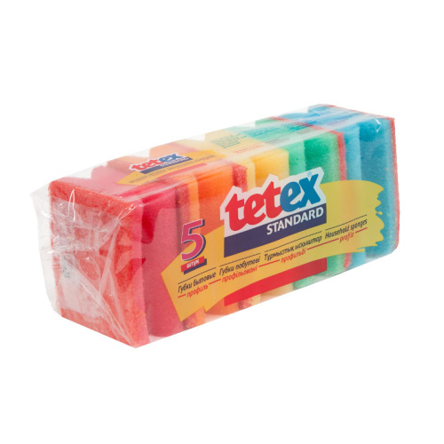 Губки бытовые TETEX высокие с отверстием под руку 5шт  85х65х40мм
