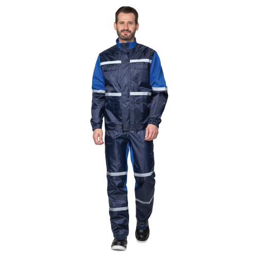 Костюм с п/к АВТОТЕХНИК 100пэ + 30хб/70пэ, темно-синий/василёк