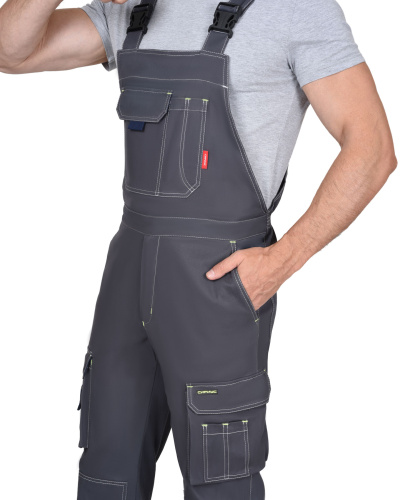 Полукомбинезон ДЖЕТ СТРЕЙЧ 35 хб/65 пэ, пл.260, темно-серый/синий