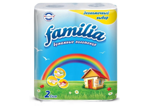 Полотенца бумажные FAMILIA РАДУГА двухслойные 2 рулона