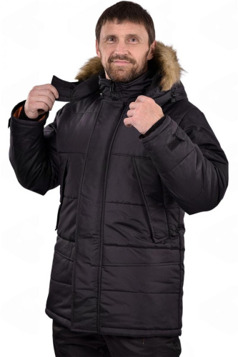 Куртка утепленная АЛЯСКА ткань ТАСЛАН на замке 100пэ, пл.105, черный, р.52-54/182-188