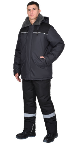 Куртка утепленная СИРИУС-МАСТЕР-М 100пэ, пл.180, темно-серый/черный, ТОЛЬКО р.56-58/182-188