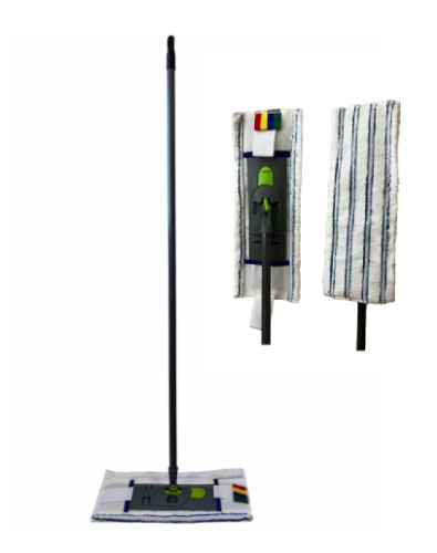 Швабра для пола с насадкой МИКРОФИБРА С ПОЛОСАМИ СКОЛЬЖЕНИЯ, с нетелескопической ручкой 120 см