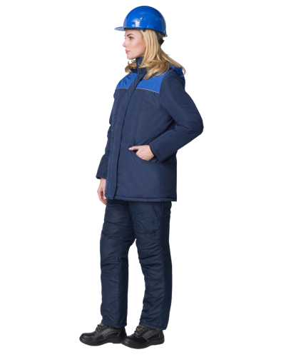 Куртка утепленная женская САКРИН СНЕЖАНА на замке ткань ТАСЛАН 100пэ, пл.135, т.син/вас.