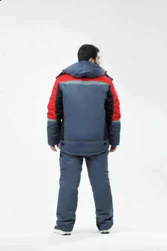 Костюм утеплённый с п/к ИНТЕГРАТОР ПЛЮС 35хб/65пэ, пл.240, сер/черн/красн., р.56-58/182-188