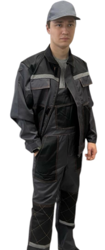 Костюм с п/к СТРОИТЕЛЬ БЕОН 51хб/49пэ, пл.210, св.сер/т.сер.