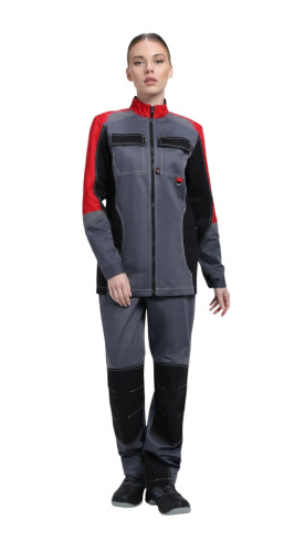 Костюм женский с брюками ФОРМУЛА-1 35хб/65пэ, пл.240, сер/красн/черн.