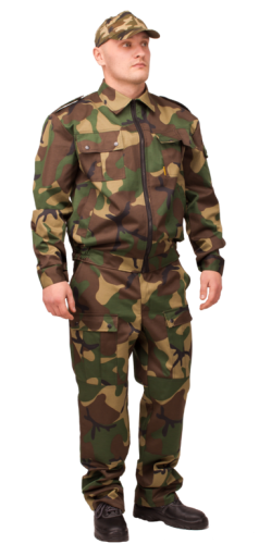 Костюм с брюками ОХРАНА-ЗУБР 35хб/65пэ, пл.210, КМФ