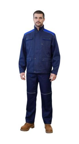 Костюм с п/к ДНЕПР 80хб/20пэ, пл.255, темно-синий/василек