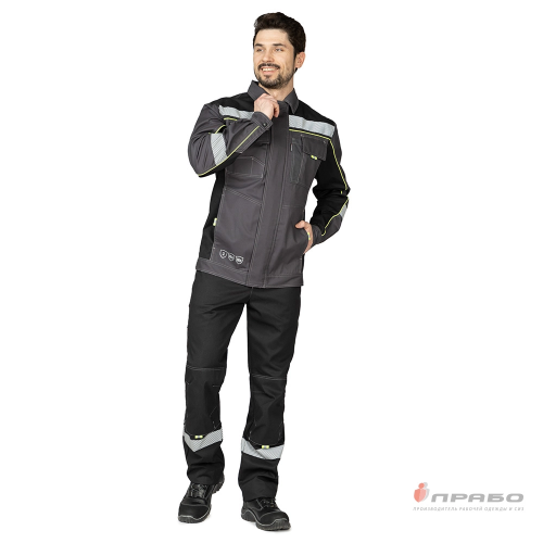 Костюм с брюками БРЕНД-1 КОРПОРАТИВ 35 хб/65 пэ, пл.240, темно-серый/черный