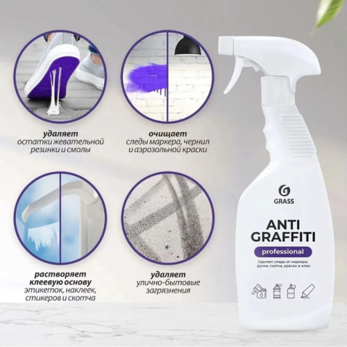 Средство GRASS ANTIGRAFFITI для удаления скотча жвачки резины клея  с триггером 600 мл
