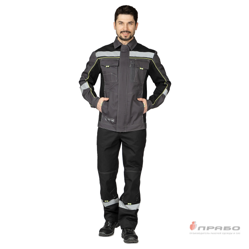 Костюм с брюками БРЕНД-1 КОРПОРАТИВ 35 хб/65 пэ, пл.240, темно-серый/черный