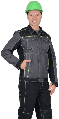 Куртка ПРЕСТИЖ укороченная 35хб/65пэ, пл.245, темно-серый/черный/лимонный