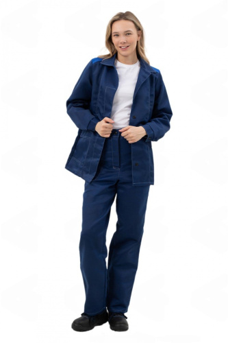 Костюм женский с брюками ЛАДА 20хб/80пэ, пл.200, т.син/василек