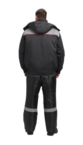 Куртка утепленная ФЛОФТ ФАВОРИТ ПРЕМИУМ короткая 35хб/65пэ, пл.240, темно-серый/серый/красный ТОЛЬКО 64-66/170-176