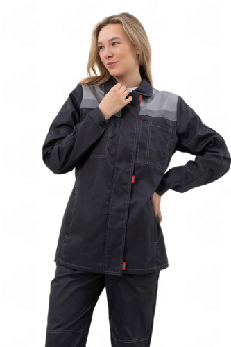 Костюм женский с брюками ФАВОРИТ ткань ОРИОН 35хб/65пэ, пл. 210, т.серый