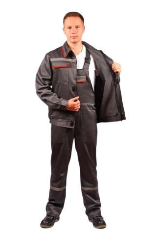 Костюм с п/к СПЕЦ-МАСТЕР-2 48хб/52пэ, пл.263, серый/красный