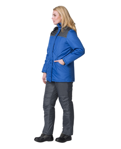 Куртка утепленная женская САКРИН СНЕЖАНА на замке ткань ДЮСПО 100пэ, пл. 80, василек/серая