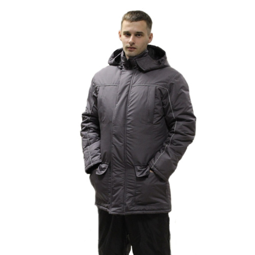 Куртка утепленная  с жилетом САВ146 на замке 100пэ, пл.130, серая ТОЛЬКО 52-54/170-176