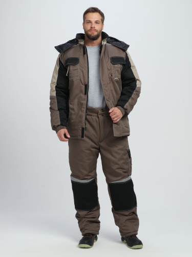 Костюм утепленный с брюками МЕГА 35хб/65пэ, пл.240, корич/чер/беж., р.48-50/170-176