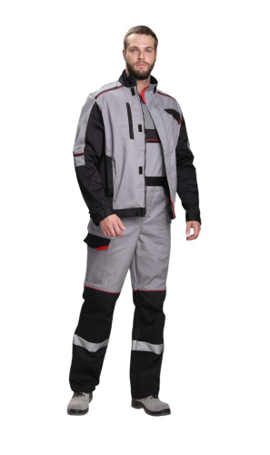 Костюм с п/к СЕРВИС 35хб/65пэ, пл.240, серый/черный, р. 44-46/170-176