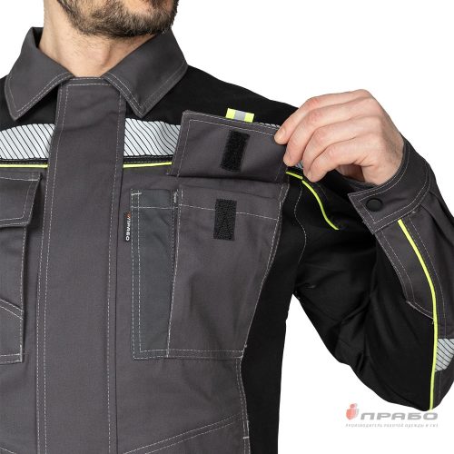 Костюм с п/к БРЕНД-2 КОРПОРАТИВ 35 хб/65 пэ, пл.240, темно-серый/черный